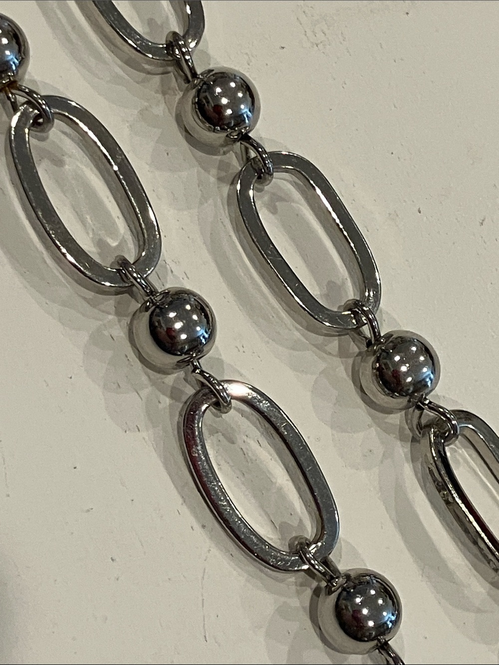 Silver Link & Bead Necklace - Picture 3 of 7